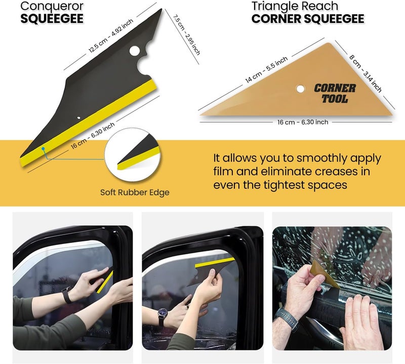 Charmier Window Tint Kit Vinyl Wrap Tool for Car Tinting Tools Windshield Back Window Squeegee Bulldozer Squeegee Scrubber Paddle Rubber for Car Wrapping Film Installation Auto Tint Kit Pro Set - Image 2
